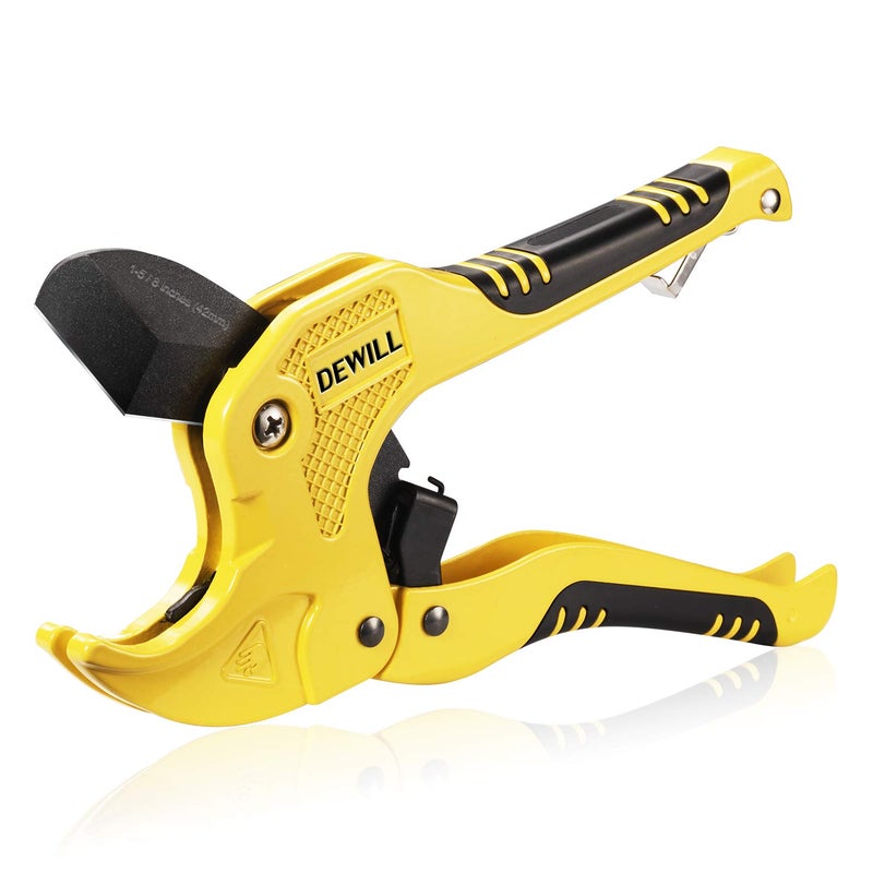 DEWILL Ratchet-type Pipe and PVC Cutter, One-hand Fast Pipe Cutting Tool, for Cutting1-5/8 inch PVC PPR Plastic Hoses and Pipe, Suitable for Home Working and Plumber - Image 1